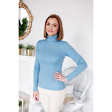 Merino wool women long sleeve turtleneck T-shirt
