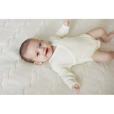 Merino and silk newborn long sleeve bodysuit