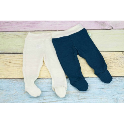 Camel knitted trousers with feet for babies in organic Bamboo