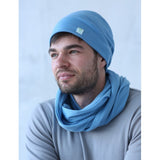 merino wool beanie hat for men light blue